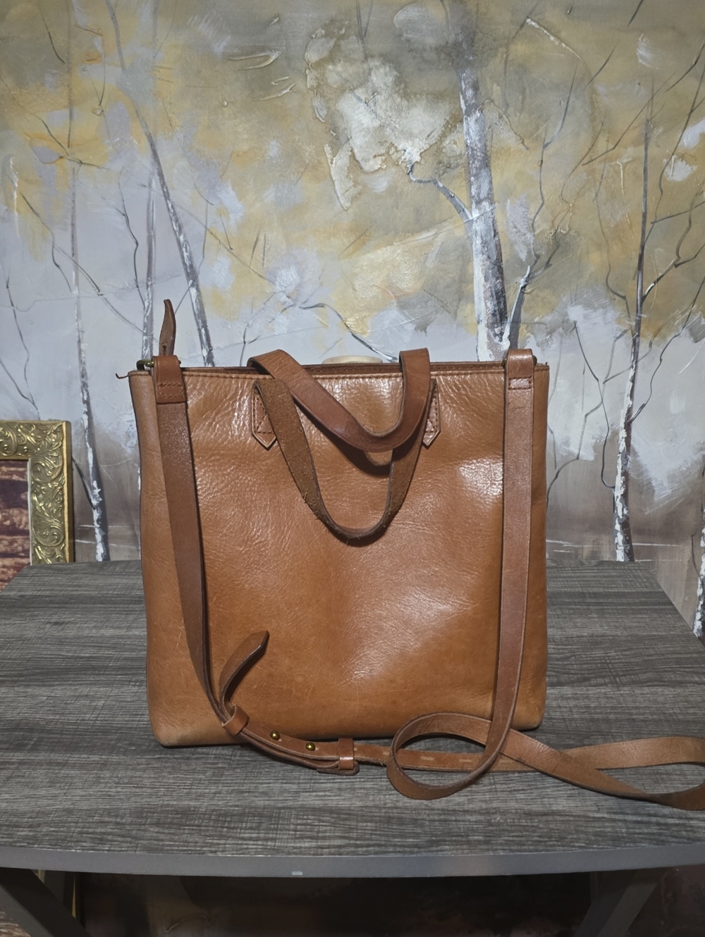Madewell Leather Tote Bag in Cognac Brown - Women Bags